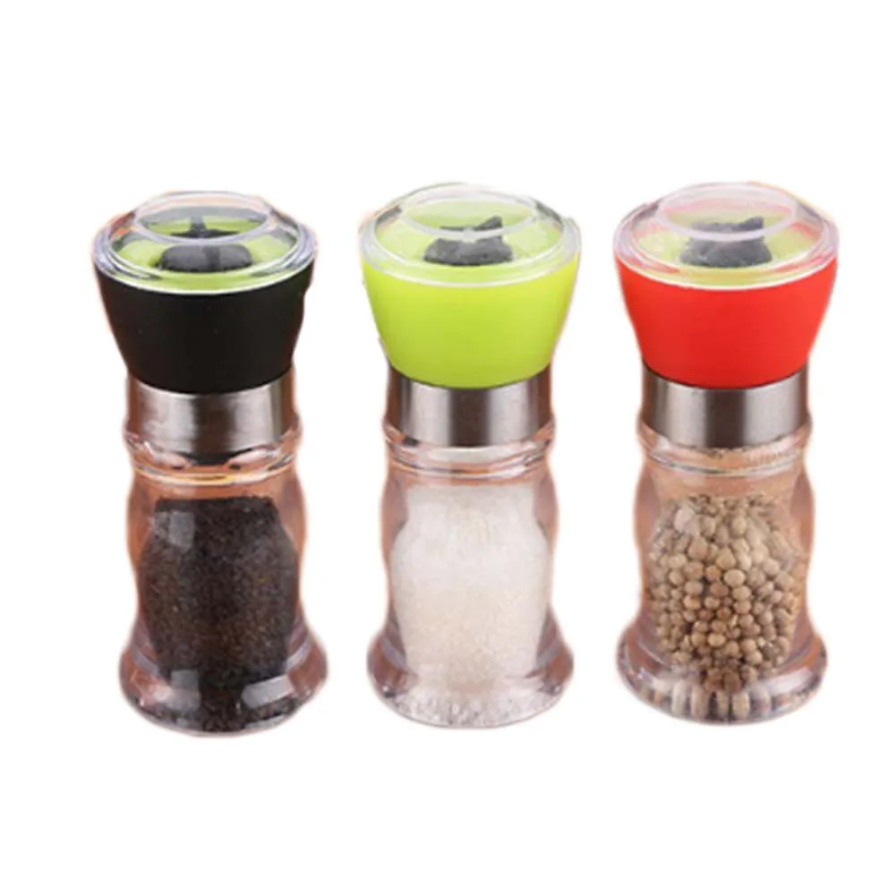 Color Random High Quality Glass Pepper Mills Salt And Pepper Grinder