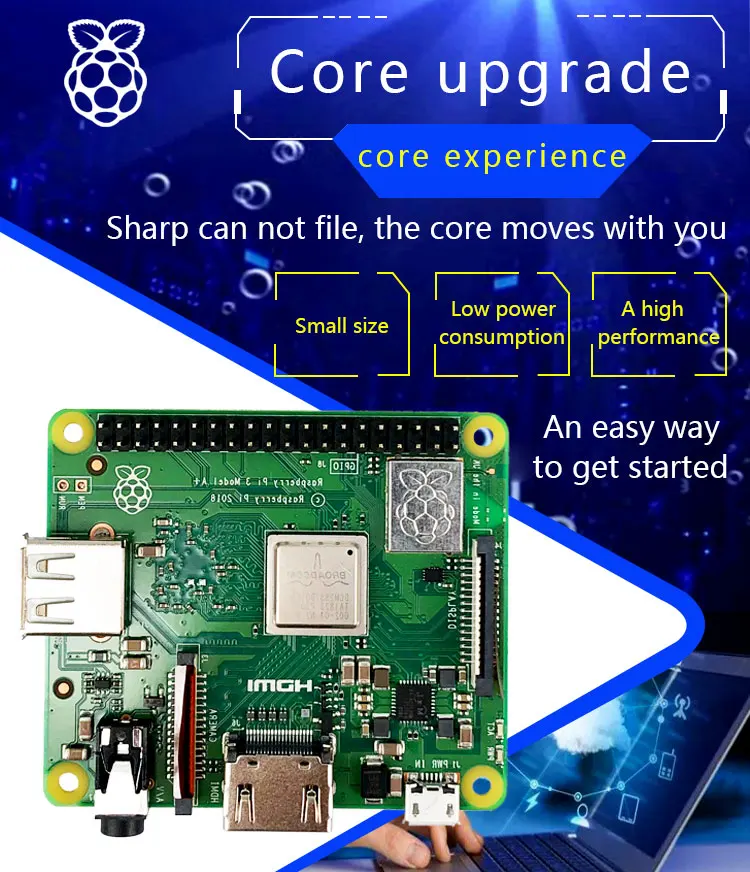 Новый Raspberry Pi 3 модель + плюс 4-Core Процессор же как Raspberry Pi 3 Model B + Pi 3A + с Wi-Fi и Bluetooth