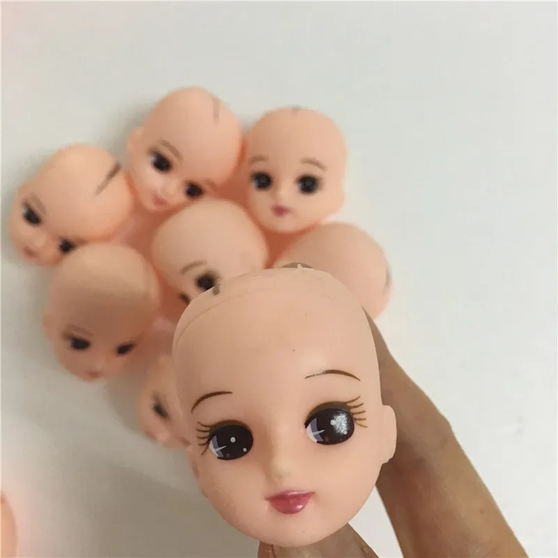 100pcs Licca Doll Head 1/6 DIY Birthday Gifts Cake Decor Doll Bald Heads Kids Play House Game Toy Girl Make Up Learning Tools - Цвет: eye printing