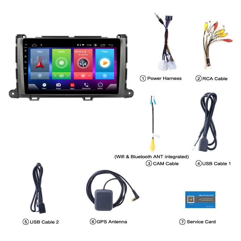 Top Car Android 8.1 Multimedia Player for Toyota Sienna 2011-2013 GPS Navigation Device USB bluetooth steering wheel control support 3