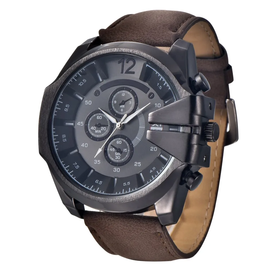

Casual chic leather Paradise 2018 charming Cool Men's Watch Analog Sport Steel Case Quartz Dial Leather Wrist Watch Gift