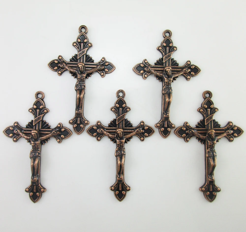 100 шт 2 дюйма религиозный античный медный четки подвесной крест с распятием