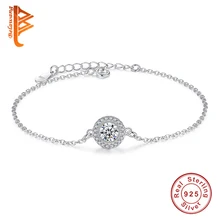 Роскошные 925 стерлингового серебра кубического циркония Кристалл Круглый браслет с подвесками для женщин ювелирные изделия цепь браслет свадебный подарок
