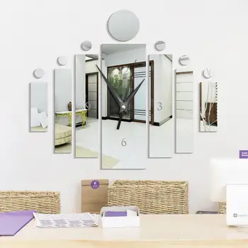 

AsyPets Elegant Acrylic Mirror-Surface Noiseless Clock Wall Sticker Set DIY Art Mural Home Decoration Wall Clock -30