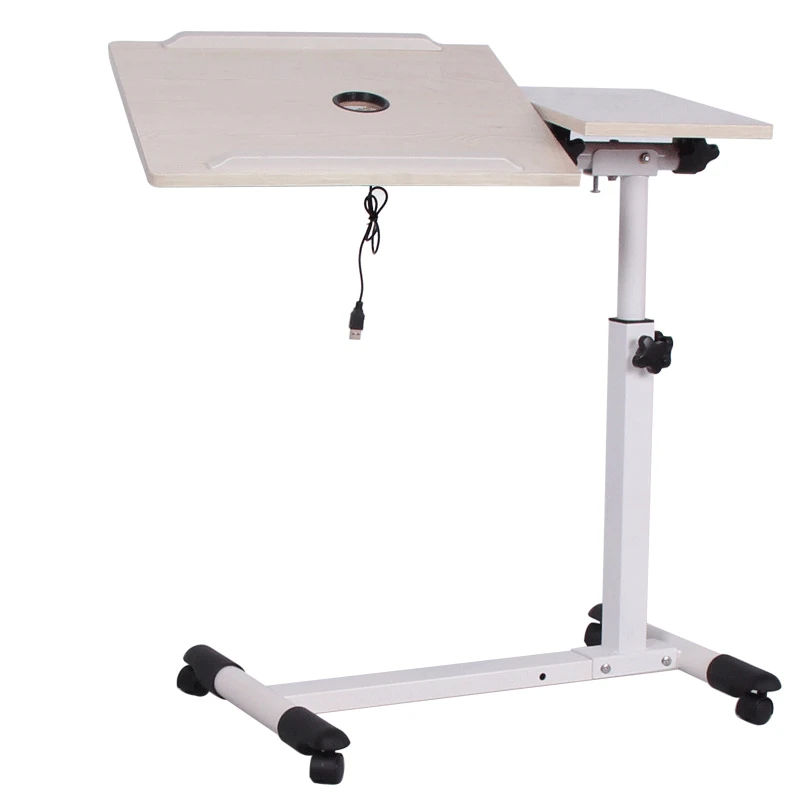 Поворотный компьютерный стол для колеса кровати с регулировкой высоты тормоза, стол для ноутбука с usb-вентиляторами, мебель для дома и офиса