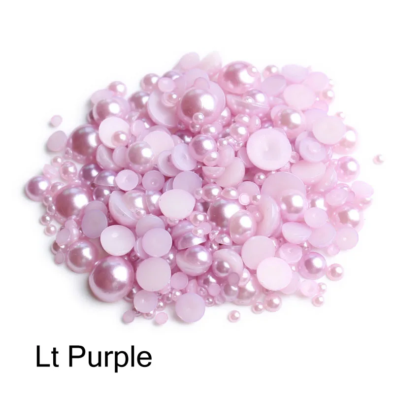 Lt purple 1000pcs/bag colourful round half pearl beads flat back For jewelry making Sewing Plastic ABS Pearl Beads2mm/3mm/4mm/5mm/6mm/8mm - Цвет: Lt purple