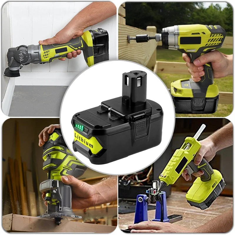 New 18V 5000Mah Li-Ion Battery Power Tool Battery For Ryobi P108 Rb18L40 Rechargeable Battery Pack Power Tool Cell Ryobi One  #8