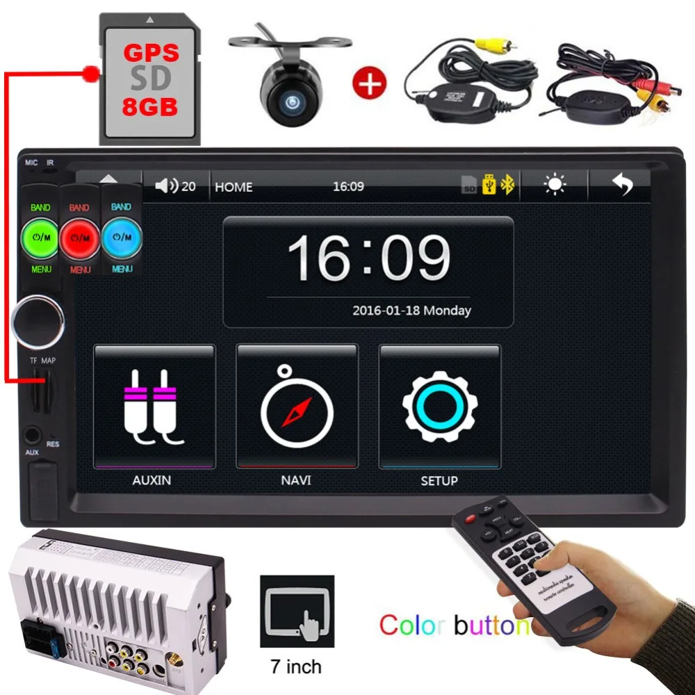 

Double Din Car Stereo Receiver with GPS Navigation 7 Inch Digital Touch Screen 2 Din Bluetooth In-Dash Head Unit,FM/USB/SD,Wire