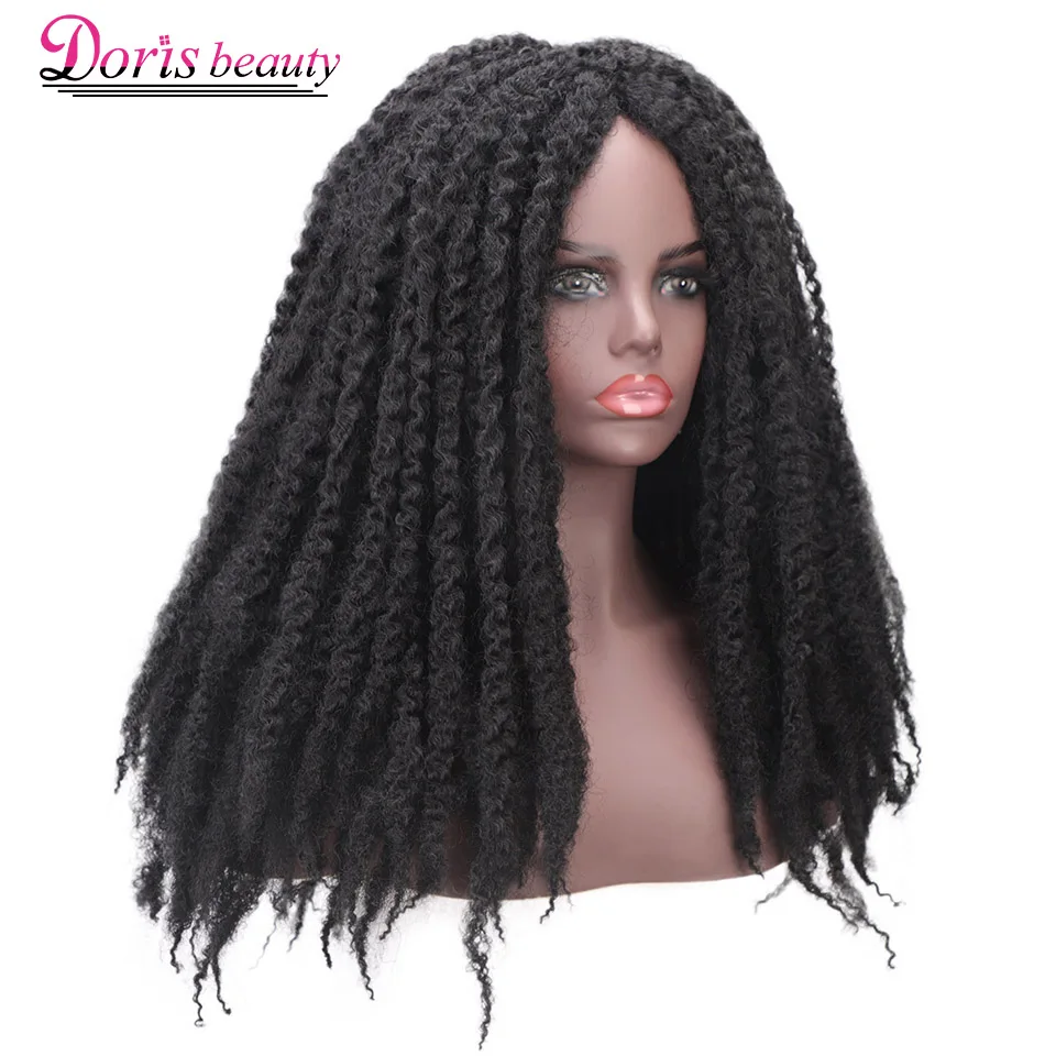 Doris beauty Dreadlock Marley косы Омбре оплетение волос Парик Синтетический Afor кудрявый парик, черный, Омбре коричневый для женщин/мужчин