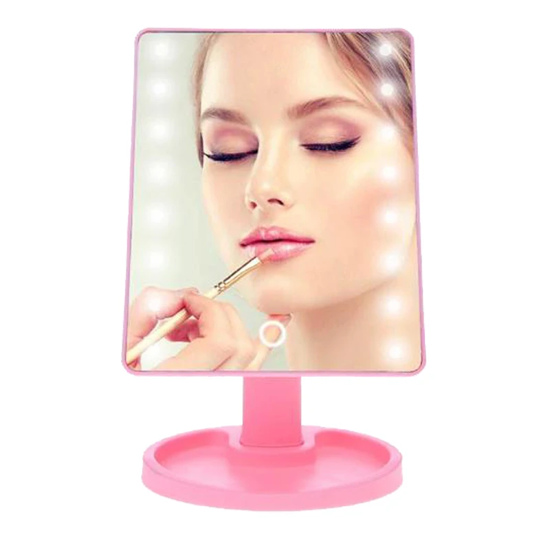 Зеркало для макияжа с сенсорным экраном, регулируемое увеличительное косметическое настольное зеркало, косметическое зеркало, инструмент для макияжа, вращающийся на 180, 16/22 светодиодный светильник