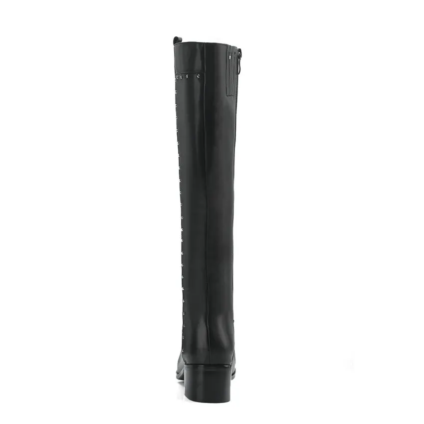 Cuadrado Alto Rodilla Elegante Nikove gris Alta Tacón 34 Balck Tamaño Moda Mujeres Zipper Botas negro De 2019 Invierno 40 Beige PqwAEqz