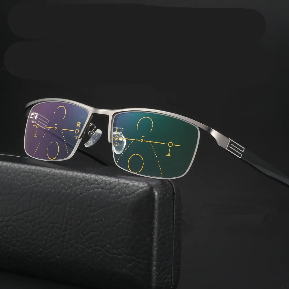 Сплав анти-синий светильник ближнего и дальнего света мульти-фокус очки для мужчин Смарт зум прогрессивные очки для чтения Oculos De Grau Пресбиопия