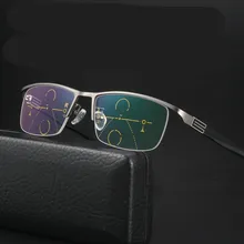 Сплав анти-синий светильник ближнего и дальнего света мульти-фокус очки для мужчин Смарт зум прогрессивные очки для чтения Oculos De Grau Пресбиопия