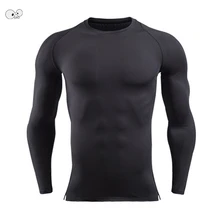 Сетчатая Лоскутная эластичная ткань мужская футболка с длинным рукавом для бега фитнес бодибилдинг компрессия рубашка реглан быстросохнущая спортивная одежда