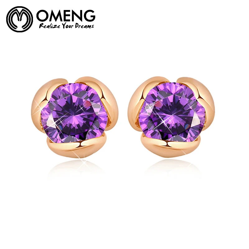 OMENG Новые Vintage Циркон 3 Цвета Серьги Стержня Для Свадьбы OEH121|stud earrings|earrings forearring for