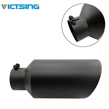 شراءVicTsing الخمار كاتم صوت عادم السيارة الفولاذ المقاوم للصدأ العادم الأنابيب تقليم سيارة تلميح الذيل كاتم الصوت ذيل الحلق الأسود العالمي 15 بوصة