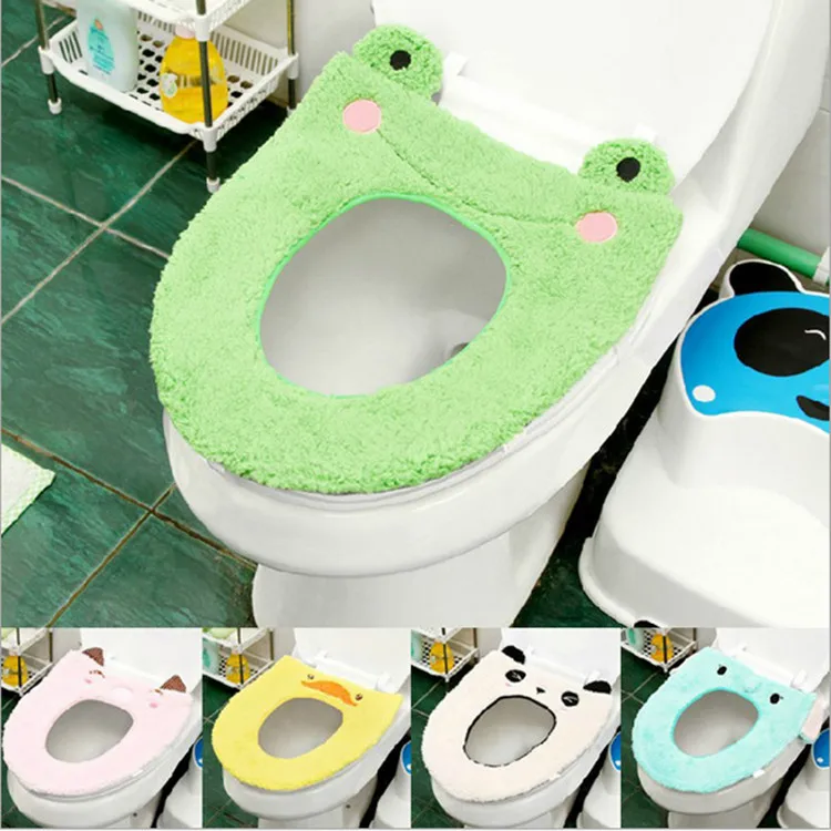 Cute cartoon animal plush toilet seat Winter thick warm toilet seatin
