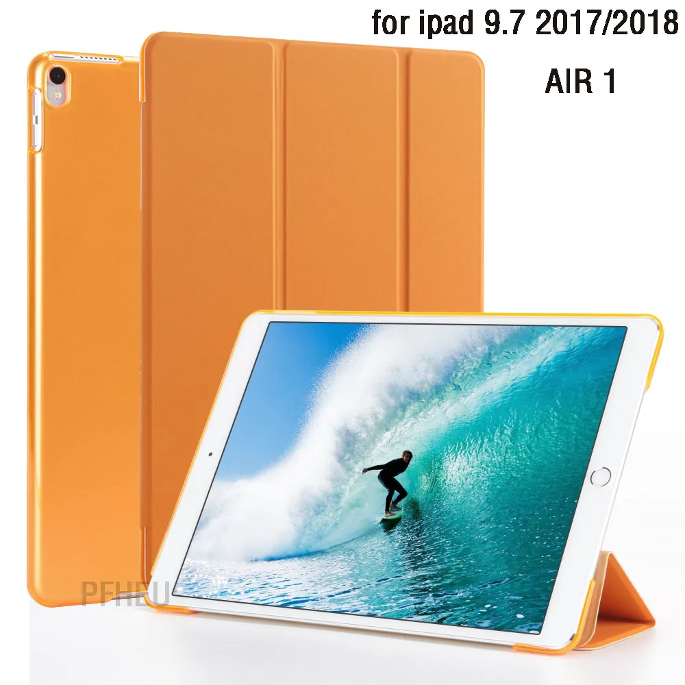 Чехол PFHEU для нового iPad 9,7-6 для Air 1 с магнитом для пробуждения сна, Ультратонкий кожаный чехол для планшета 1: 1 - Цвет: Orange