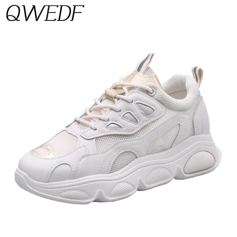 

2019 New Fashion Comfy Breathable Mesh Trainers Chunky Heels Women's Platform Sneakers Women Shoes Casual Female Shoes W1-91