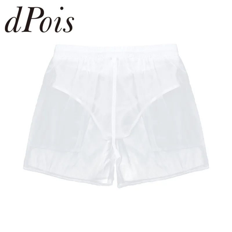 

Mens Summer Swim Wear Men Elastic Waist See-Through Drawstring Quick Dry Beach Shorts Swim Trunks with Bulit-in Mesh Briefs