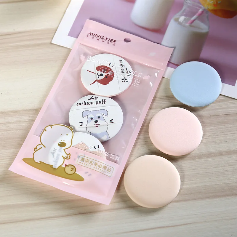 3 шт. Мини мультфильм подушки воздуха пуф для макияжа милый круглый пузырь Puff Konjac Губка натуральные мягкие для макияжа инструмент