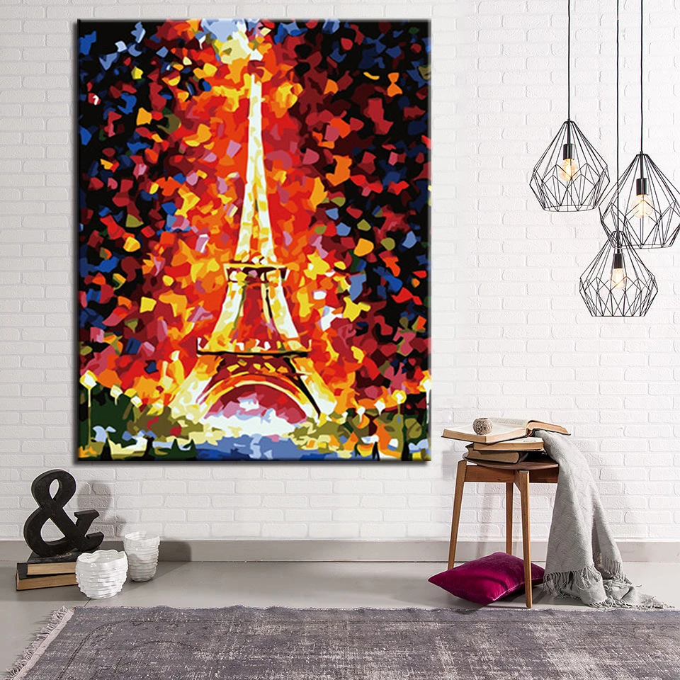 Abstract Artistic Building Eiffel Tower Picture By Numbers DIY Painting
