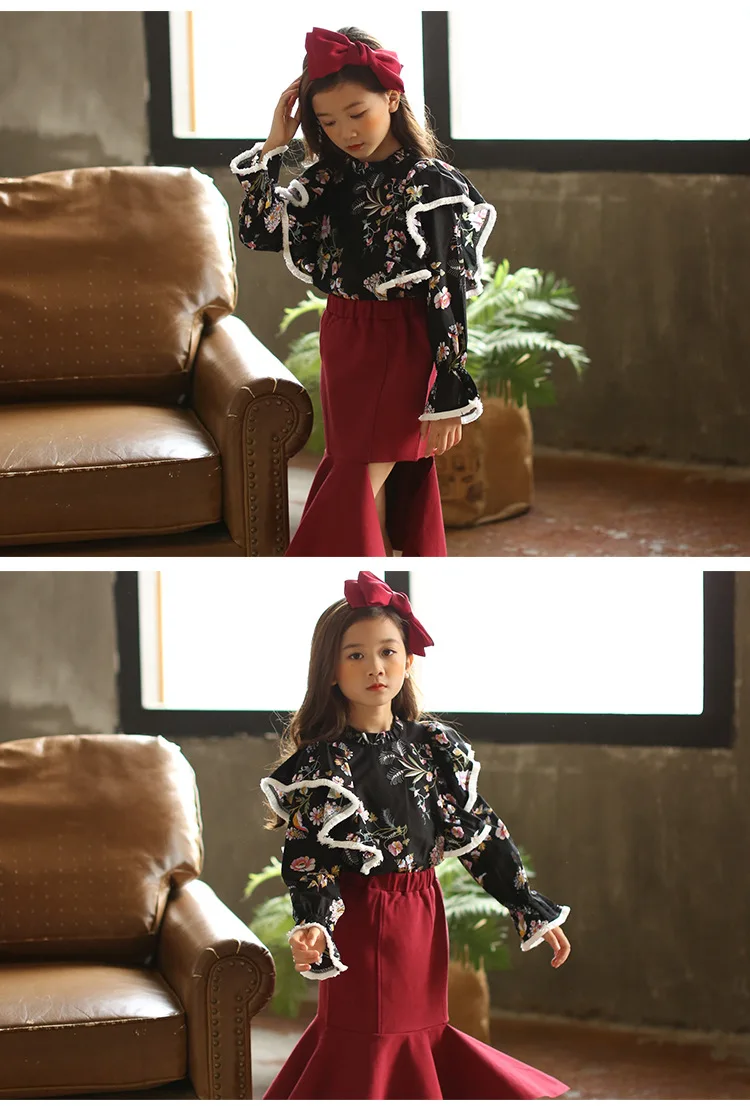 floral pattern teenage girls clothes kid autumn spring fashion baby shirt girls blouse casual children clothing long sleeve tops (5)