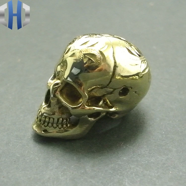 New Pure Copper Personality Skull Three Hole Pendant Brass Pattern Cross Bead EDC Accessories DIY Paracord Beads | Украшения и