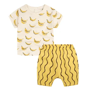 

summer kids banana t shrits+shorts 2 pcs clothing sets boys clothing girls clothing sets summer kids cartoon clothes boys