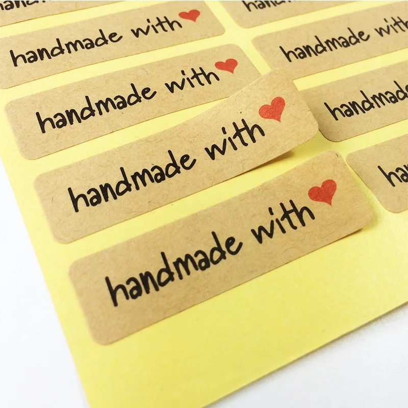 100 шт./лот "Hand made with heart" крафт-бумага Уплотнительная наклейка s для изделий ручной работы Diy хлебобулочная упаковка маркировочная клейкая этикетка