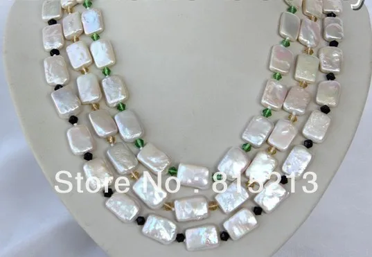 

FREE SHIPPING>>>@@ > N209 stunning 3rows big baroque white freshwater cultured pearl necklace