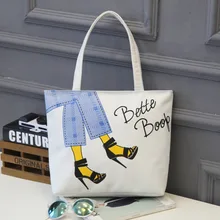 Большой милый холст сумка ткань хлопок Ткань Многоразовые Сумки женские пляжные сумки мультфильм печатных продуктовые сумки