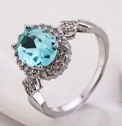 Настоящее 925 пробы Серебряное штабелируемое кольцо Круглый черный CZ Кристалл Кольца для женщин украшения на свадьбу, годовщину Anel - Цвет основного камня: blue