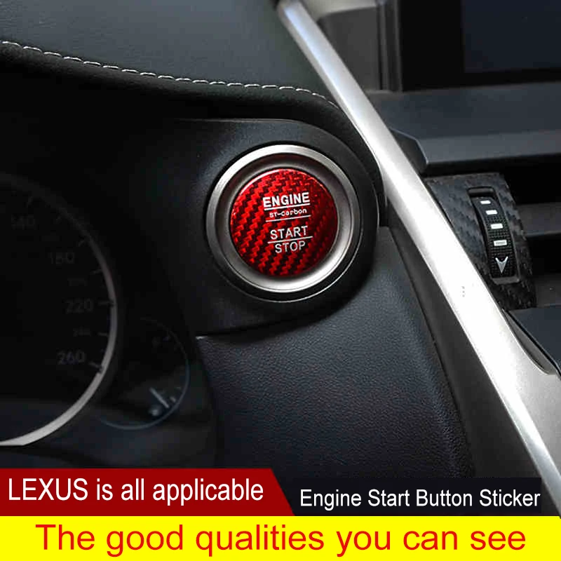 

QHCP Carbon Fiber Car Engine Start Stop Button Cap Trim Cover For LEXUS NX200 300 ES200 RX300 IS250 CT GS Car Styling Accessory