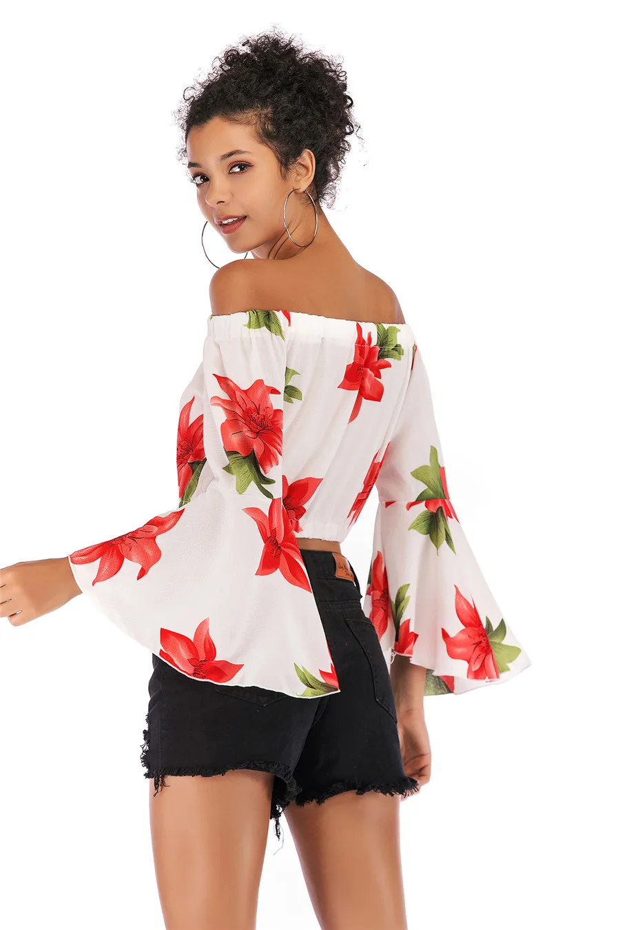 Gladiolus Off Shoulder Spring Autumn Blouse Women 2019 Flare Sleeve Sexy Leopard Print Crop Top Shirt Women Blouses Ladies Tops (32)