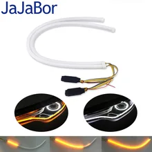 

JaJaBor 60cm Car Light Daytime Running Light Flexible Car LED Strip Flowing Light White DRL and Flowing Yellow Turn Signal Light