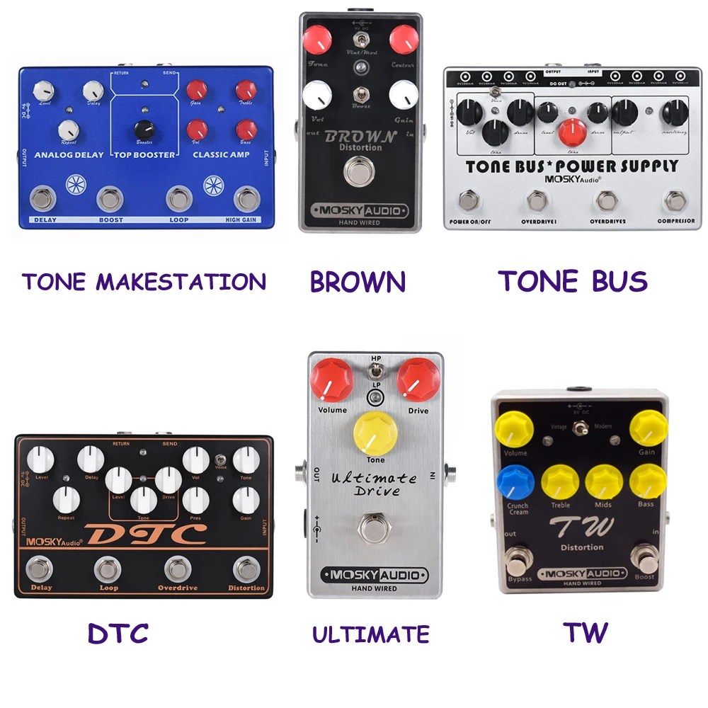 

Mosky Guitar Hand-Made Multi-Effects Pedal TONE ,DTC,ULTIMATE,Distortion, Power Supply Guitarra Part Accessory