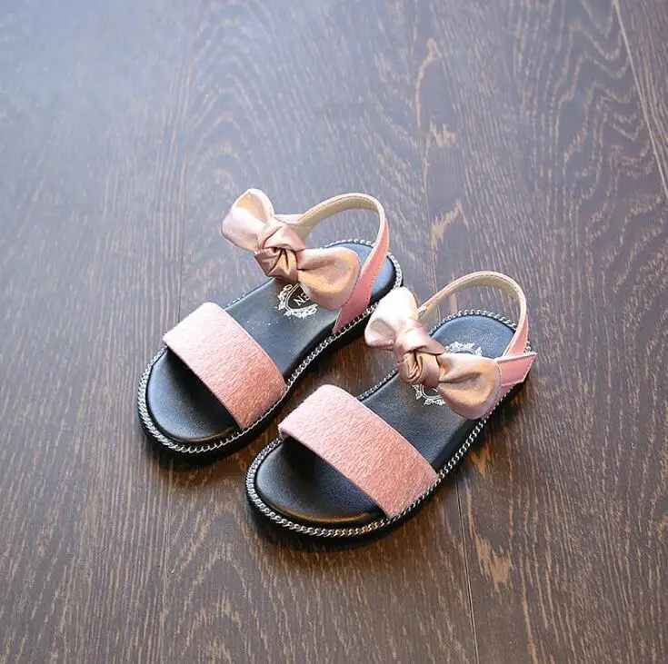 Летние новые сандалии для девочек, обувь принцессы, детская обувь леопардовой расцветки, детская пляжная обувь, обувь с бантом для девочек - Цвет: pink