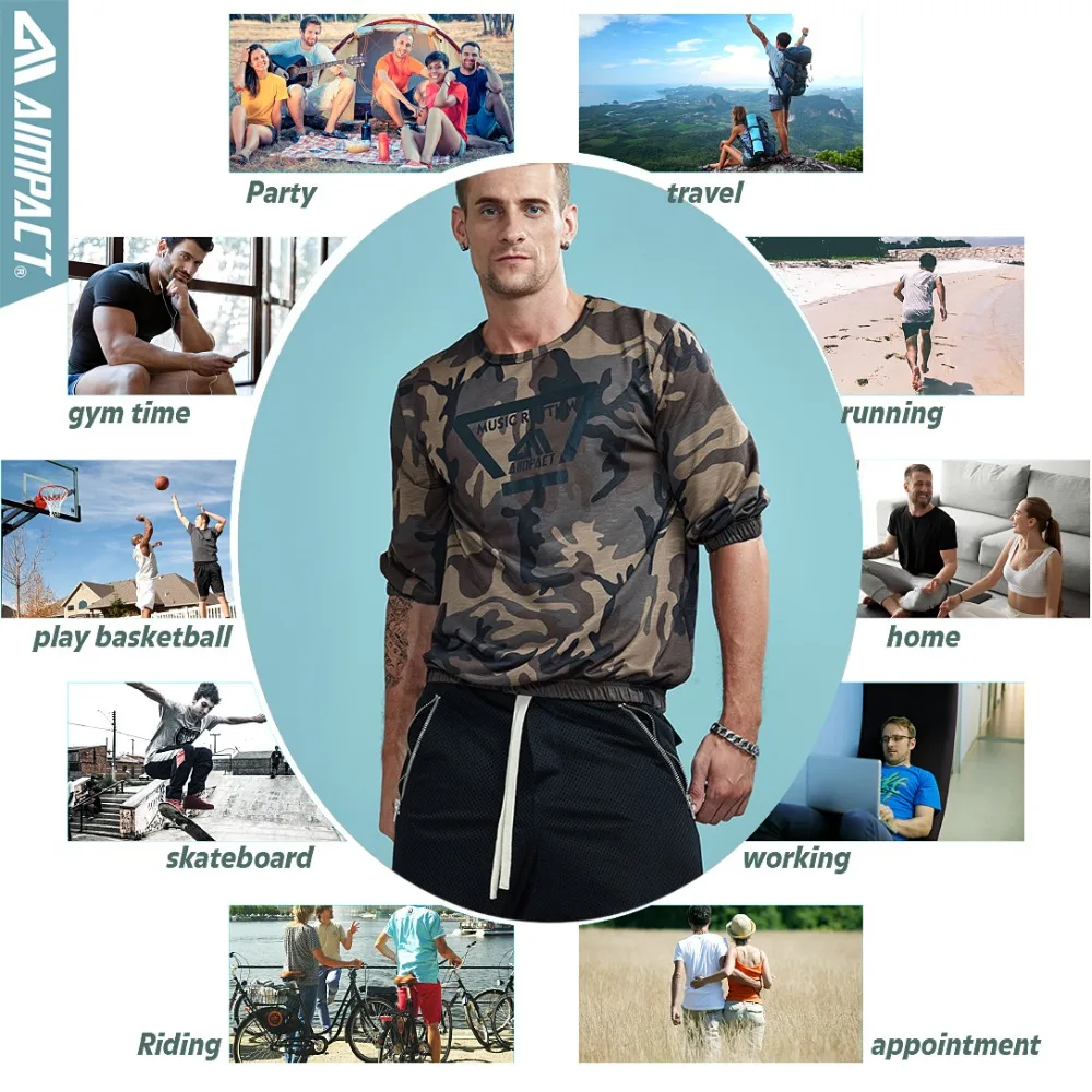 Aimpact Camo T shirts for Men Casual Half Sleeve Loose Pullover Lover Brand Camouflage Shirts Fashion Hip hop Tees Male AM3003