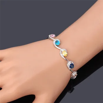 

Kpop Bracelets Woman Luxury Cubic Zircon Colorful Crystal Jewelry Gold/Silver Color Cubic zirconia Shining Bracelets H068