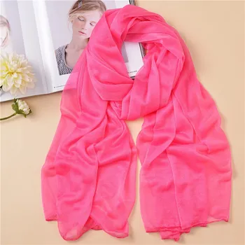 

Summer Women Fashion Shawl Scarf Solid Color Soft Lightweight Beach pareo Hijab Head Wrap foulard femme Scarves For Ladies