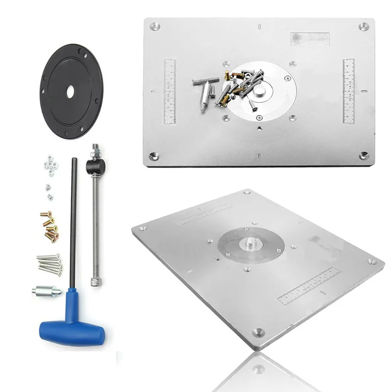 

Aluminum Router Table Insert Plate W/Ring Woodworking Benches Engraving Machine Too Set For Woodworker 235 x 300 x 8mm