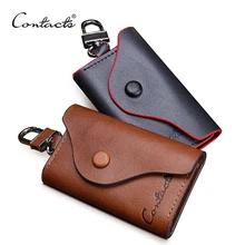 CONTACT’S 2017 New Men’s Genuine Cow Leather Bag Car Key Wallets Fashion Women Housekeeper Holders Carteira 1004H Free Shipping