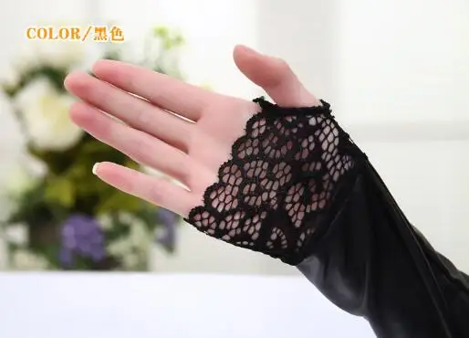 1 пара, женские сексуальные черные гетры из искусственной кожи, кружевные перчатки с длинными рукавами, наручная повязка на руку