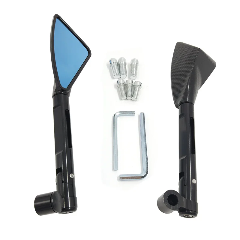 New CNC Motorcycle Rearview Side Mirrors Smoked Blue Glass Rear View Mirrors Street Sports Dirt  Scooter Bike Chopper Cruiser (11)