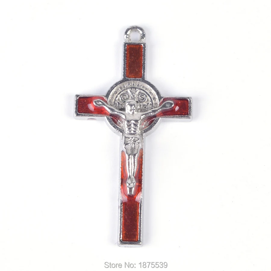 Католический Металл St Benedict Crucifix черный красный зеленый синий 4 вида