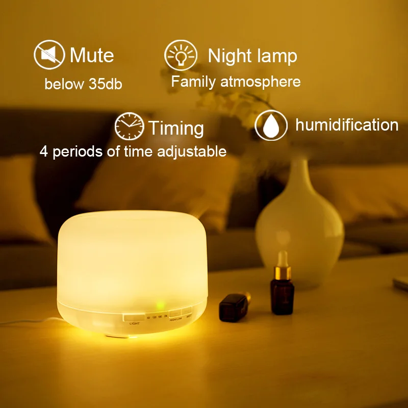 500ML Ultrasonic Air Aroma Humidifier With 7 Color Lights Electric