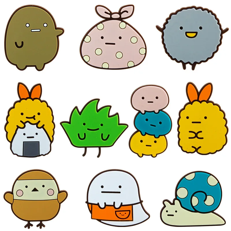 Новинка; 10 шт./лот шаржа PVC украшения для обуви Sumikkogurashi Подвески Аксессуары пряжки для обуви подходят полосы Браслеты Croc jibz D14