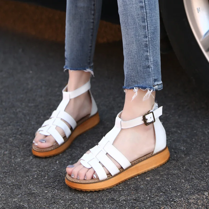 

2019 Sandals Woman Muffin Thick Bottom Women's Shoes Flat Bottom Student Women's Shoes