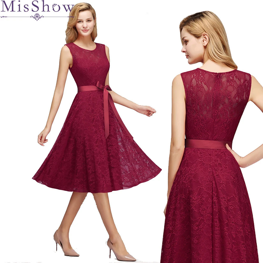 

Robe De Soiree 2019 burgundy Plus Size Evening Dresses Elegant Scoop Neck Sleeveless Lace Short Homecoming Dresses Party Gowns